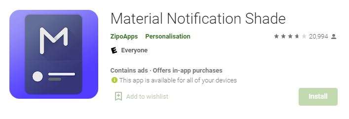 Material Notification Shade App