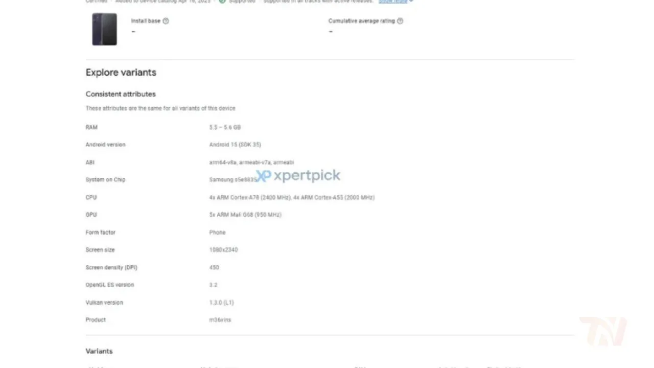 Samsung Galaxy F36 Spotted on Google Play Console with Exynos 1380, Android 15 & Familiar Design